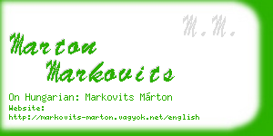 marton markovits business card